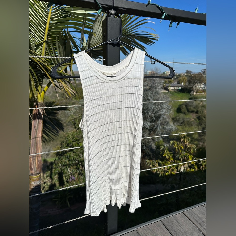 White stripped tank top with open back